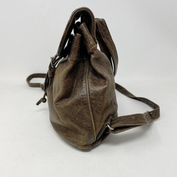 Vintage 90s Banana Republic Brown Distressed Leather Mini Backpack Purse Bag main image 11